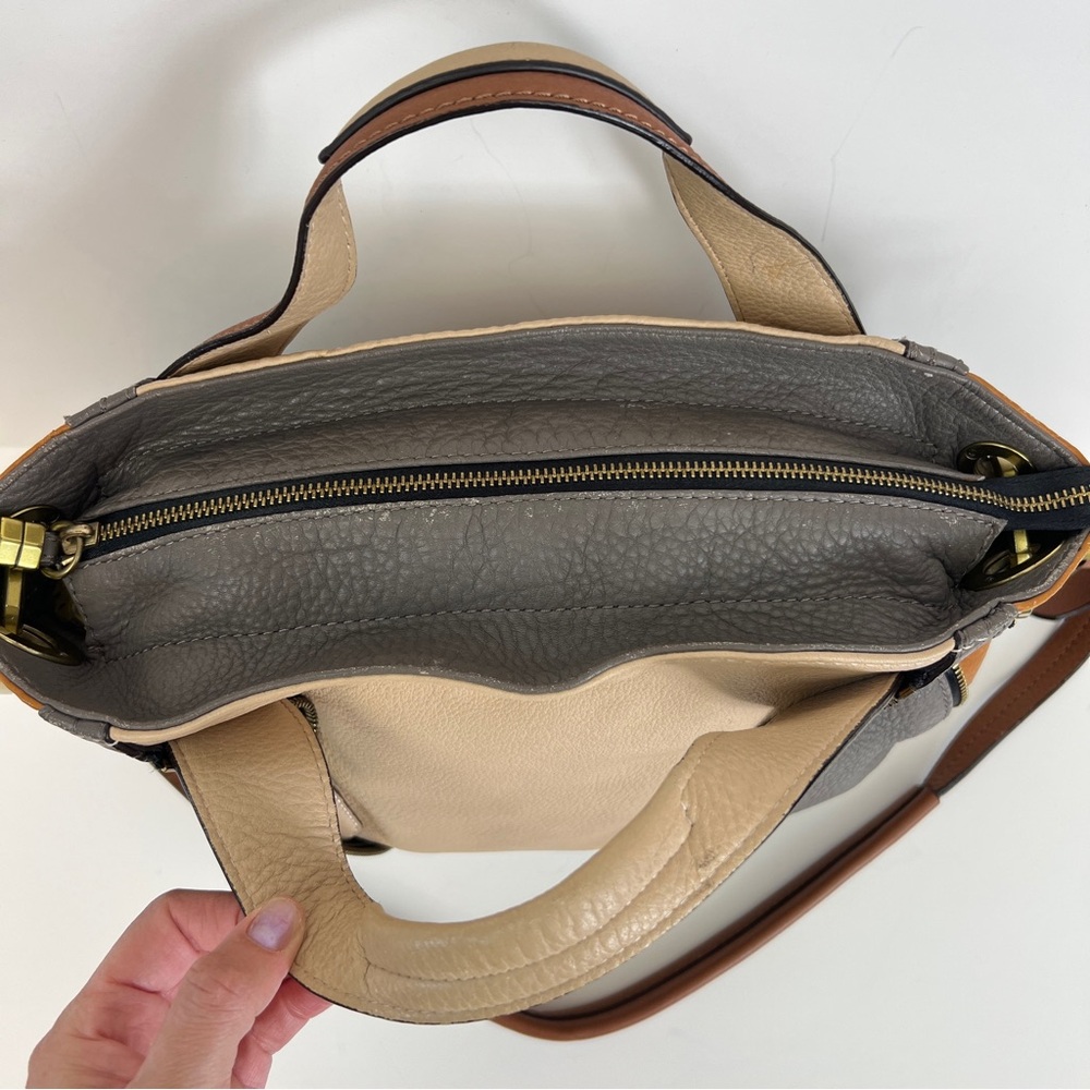 orYANY Bag Lian Color-block Pebbled Leather Shoulder Purse Satchel Zipper Detail - Picture 4 of 11